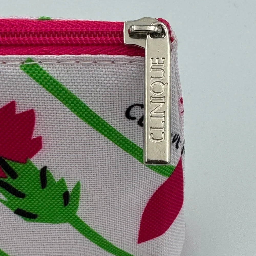 Clinique Donald Robertson Floral Makeup Bag‎ Pink Cosmetic Pouch